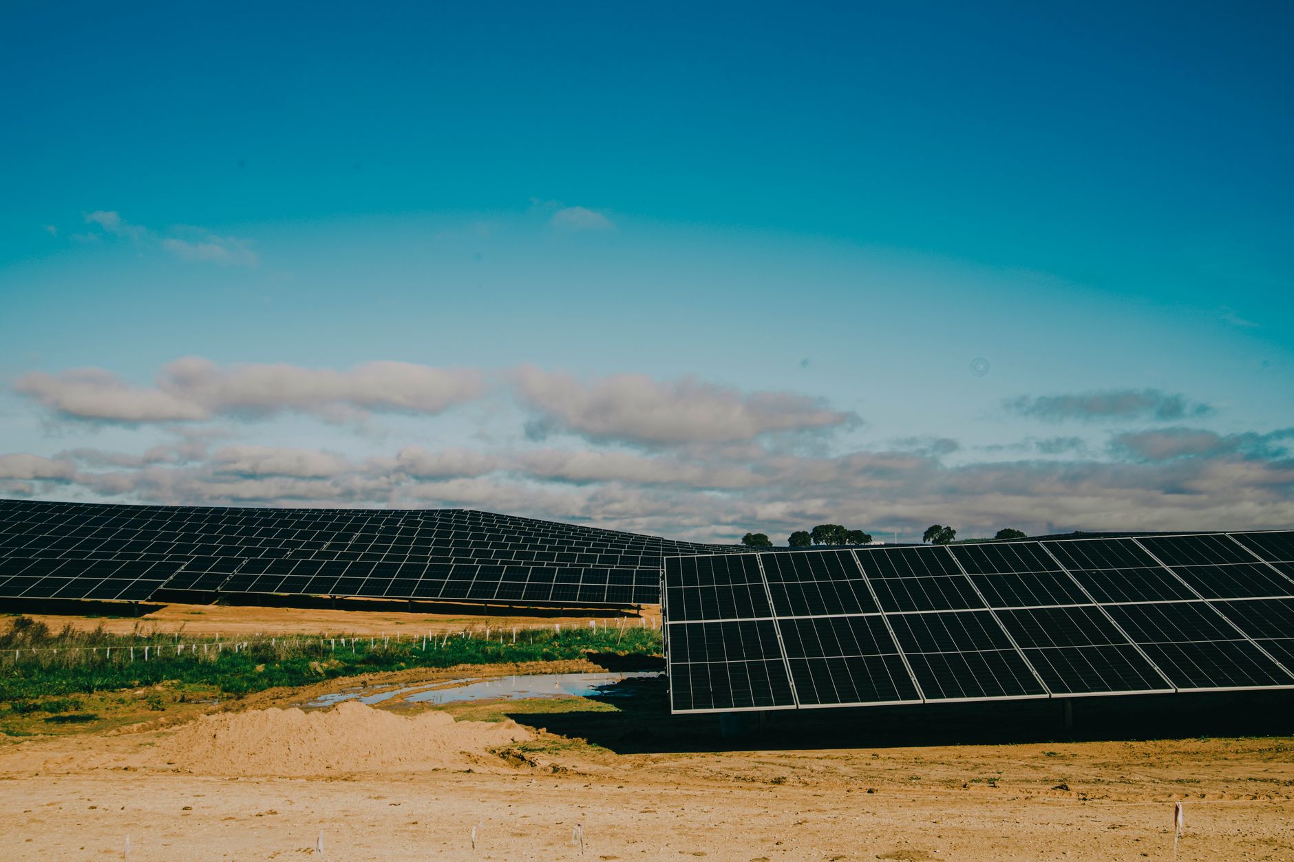 solar panels on a desert